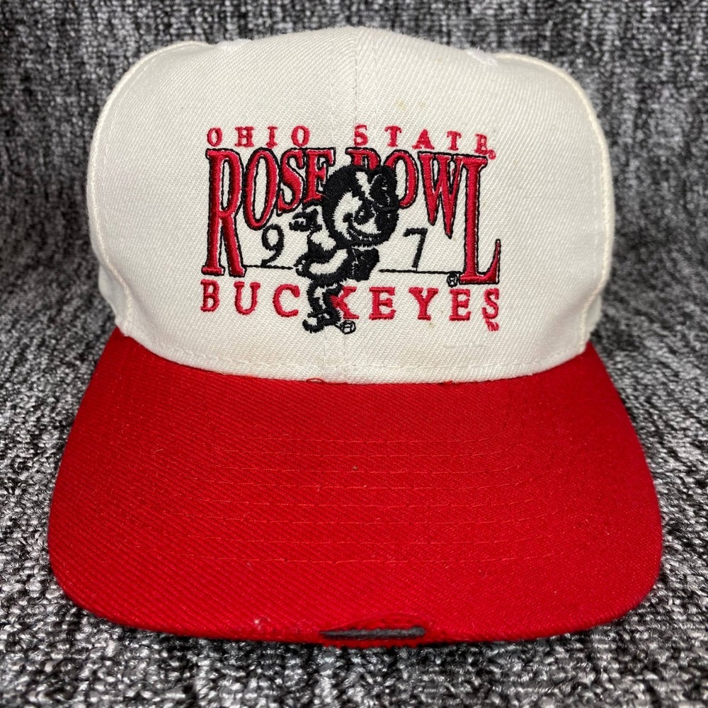 VTG 90s‎ Ohio State Buckeyes 1997 Rose Bowl Snapback Hat Otto Cap Brutus White